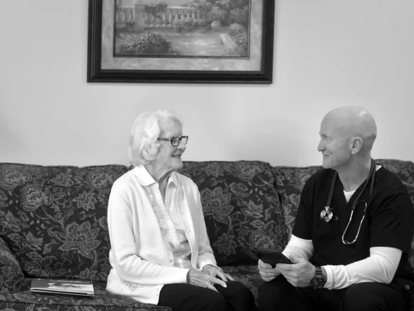 Patient on couch with Jason